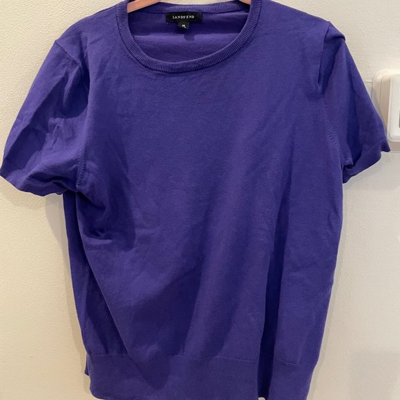 Lands' End | Matching Cardigan Sweater Set | Purple | Women's medium, cotton - Picture 10 of 11